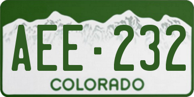 CO license plate AEE232
