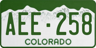 CO license plate AEE258