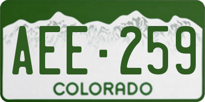 CO license plate AEE259