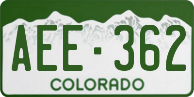 CO license plate AEE362