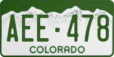 CO license plate AEE478