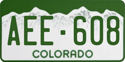 CO license plate AEE608