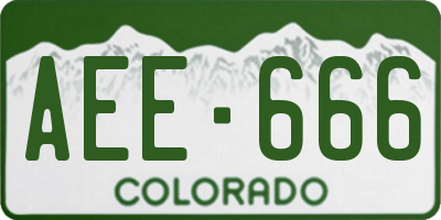 CO license plate AEE666