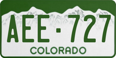 CO license plate AEE727