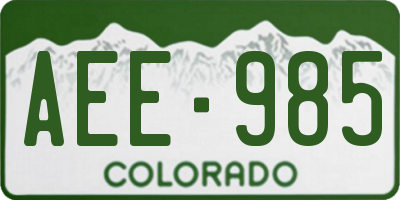 CO license plate AEE985