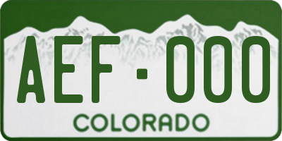 CO license plate AEF000