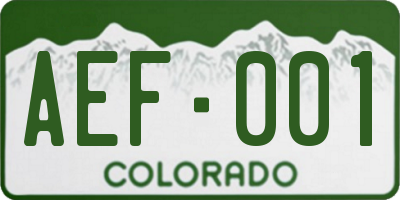 CO license plate AEF001