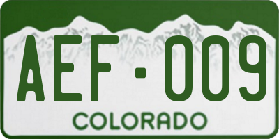 CO license plate AEF009