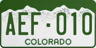 CO license plate AEF010