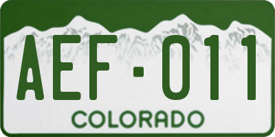 CO license plate AEF011