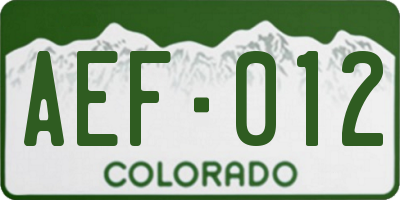 CO license plate AEF012