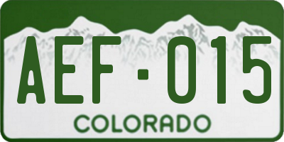 CO license plate AEF015