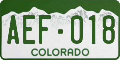 CO license plate AEF018