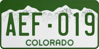 CO license plate AEF019