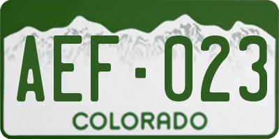 CO license plate AEF023