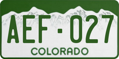 CO license plate AEF027
