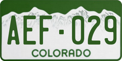 CO license plate AEF029