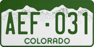 CO license plate AEF031