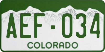 CO license plate AEF034
