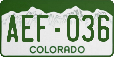 CO license plate AEF036