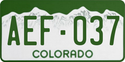 CO license plate AEF037