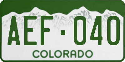 CO license plate AEF040