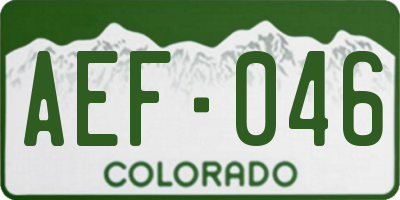 CO license plate AEF046