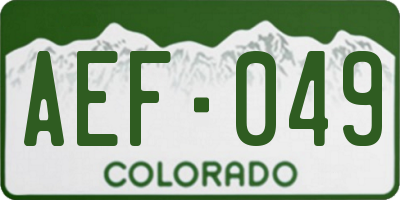 CO license plate AEF049