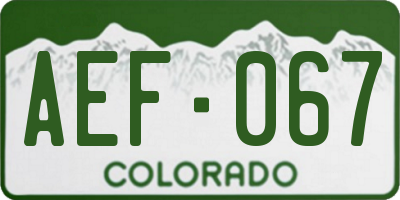 CO license plate AEF067