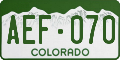 CO license plate AEF070