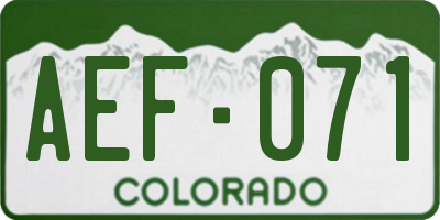 CO license plate AEF071