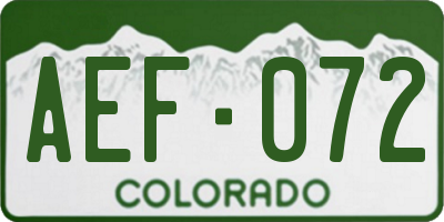CO license plate AEF072