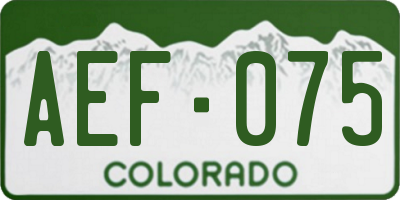 CO license plate AEF075