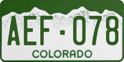 CO license plate AEF078