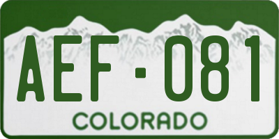 CO license plate AEF081