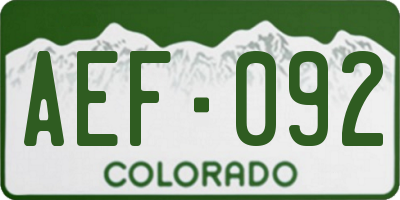 CO license plate AEF092