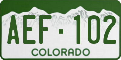 CO license plate AEF102