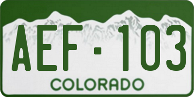 CO license plate AEF103