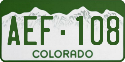 CO license plate AEF108