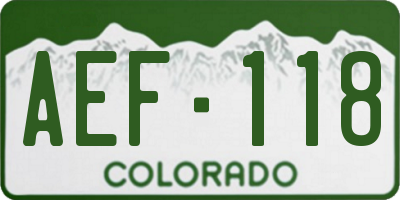 CO license plate AEF118