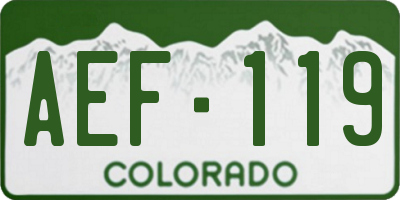 CO license plate AEF119