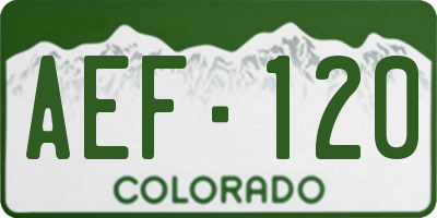 CO license plate AEF120