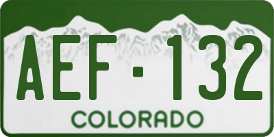 CO license plate AEF132