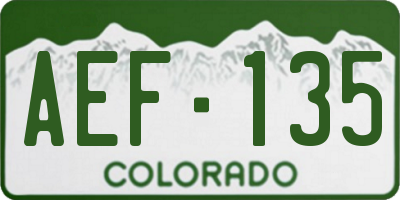 CO license plate AEF135
