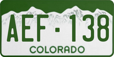 CO license plate AEF138