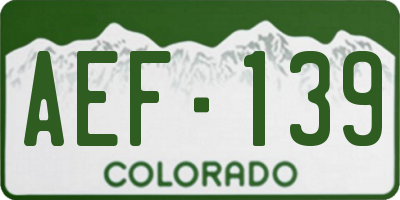 CO license plate AEF139