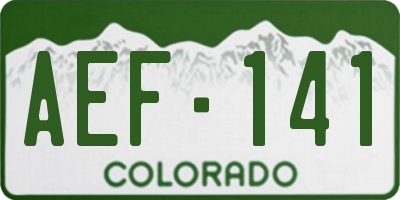 CO license plate AEF141