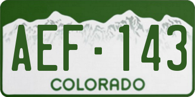 CO license plate AEF143