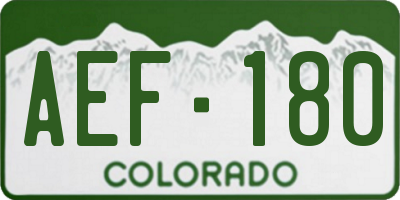 CO license plate AEF180