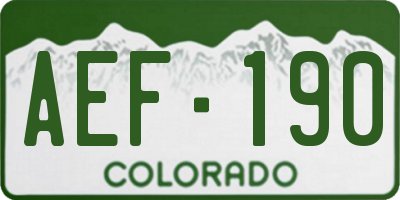 CO license plate AEF190